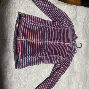 Roxy Striped Pink and Blue Zip-Up Jacket